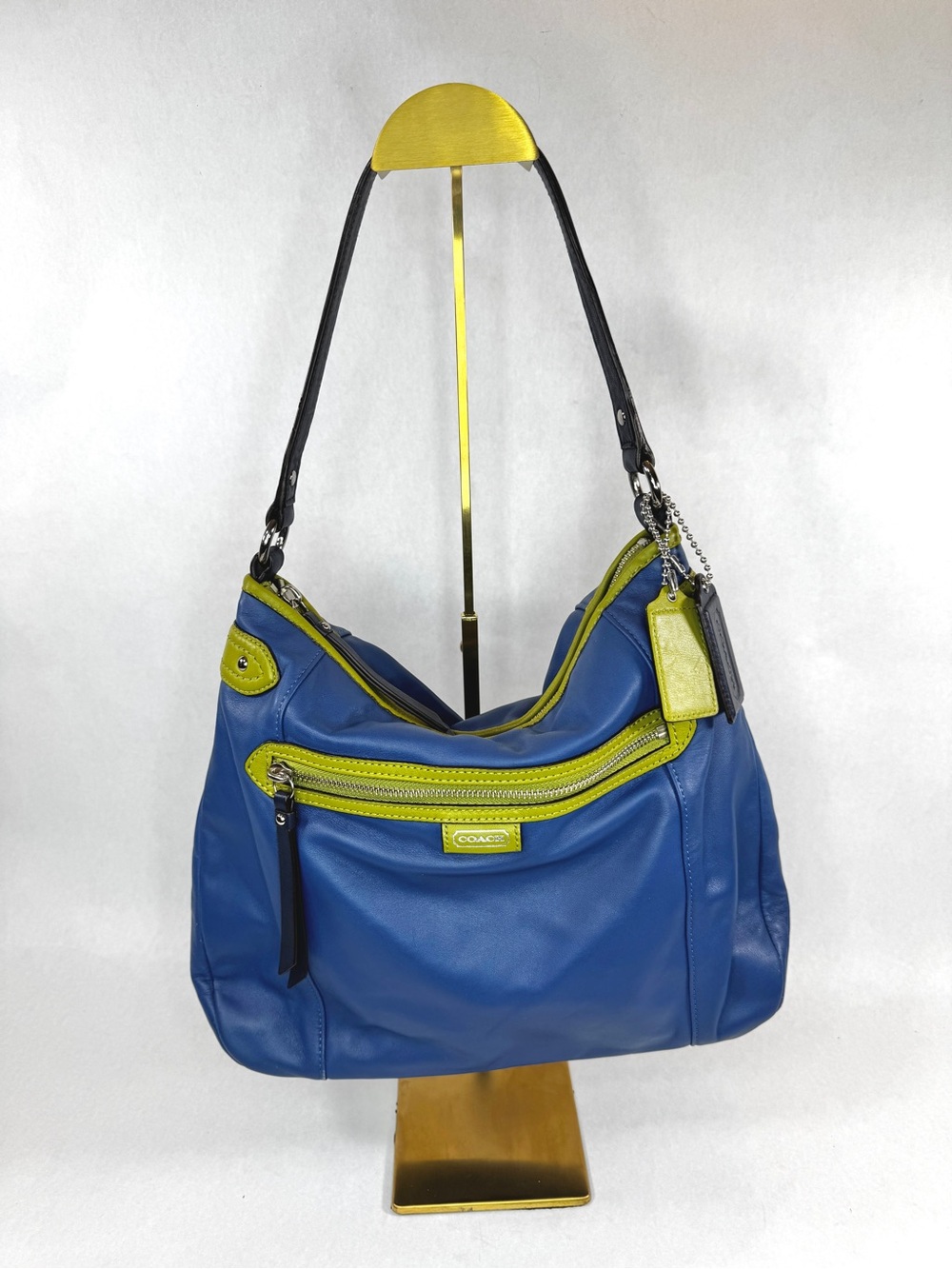Coach Daisy Spectator Hobo Bag F23903 Blue Olive Leather Shoulder Purse